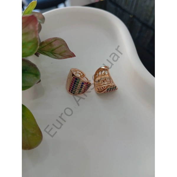 Renkli Taş Detaylı Vip Küpe