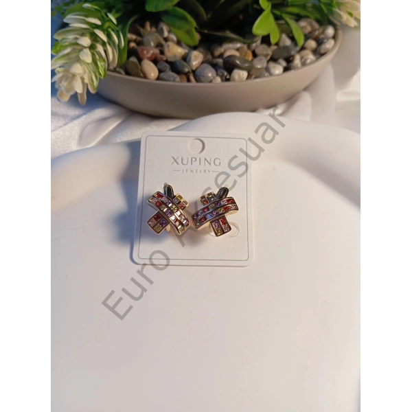 RENKLİ TAŞ DETAYLI VIP KÜPE