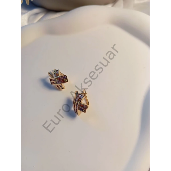 RENKLİ TAŞ DETAYLI VIP KÜPE