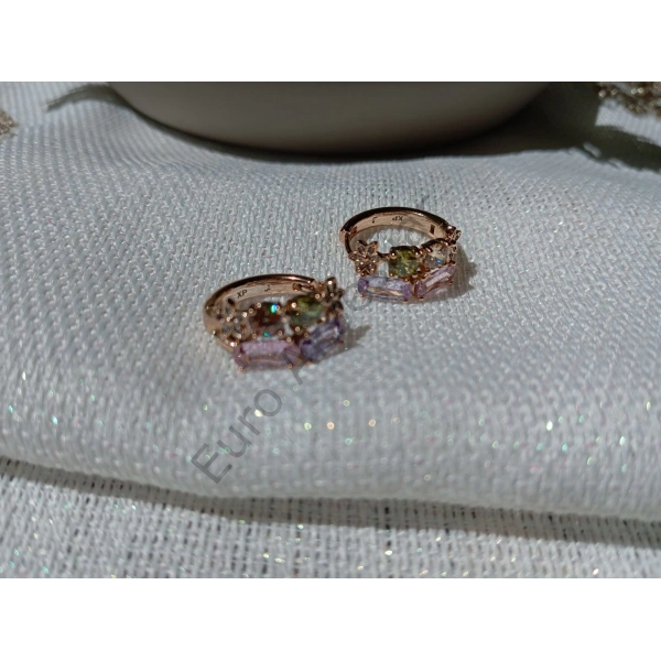 Renkli Zirkon Taşlı Vip Küpe