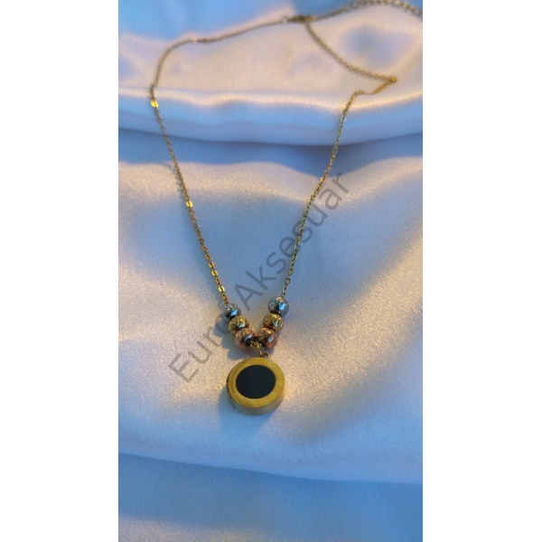 Roma Rakamı Detaylı Çelik Kolye