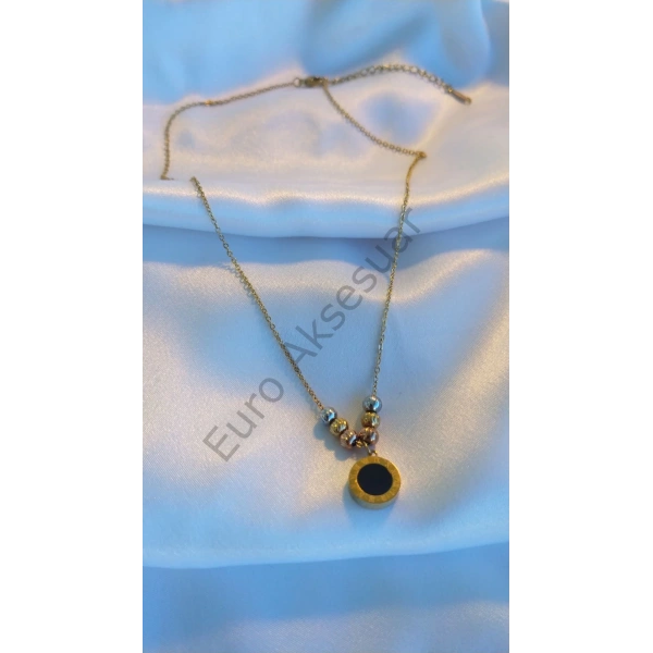 Roma Rakamı Detaylı Çelik Kolye