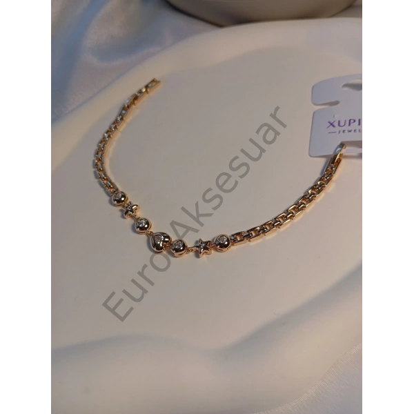 Rose Yıldız ve Kalp Detaylı Xuping Bileklik