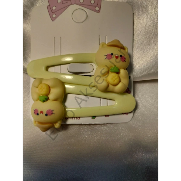 Sarı Renk Kedili Çıtçıtlı Toka