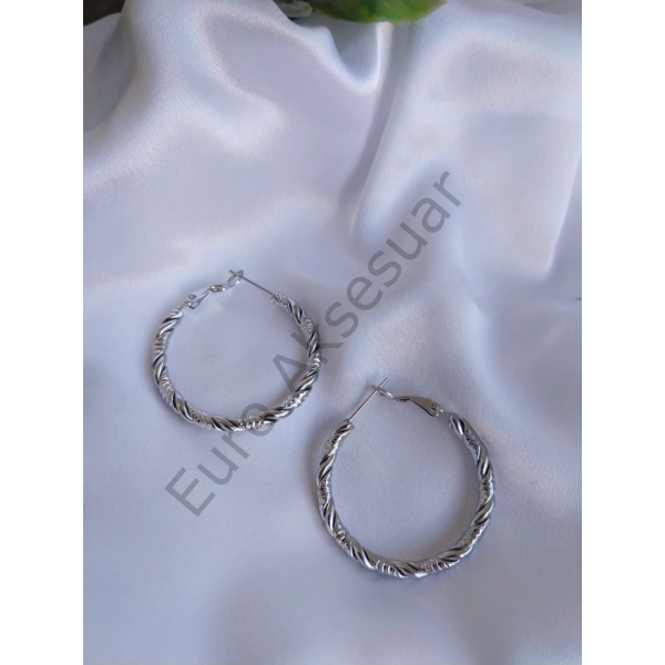 Silver Çelik Halka Küpe