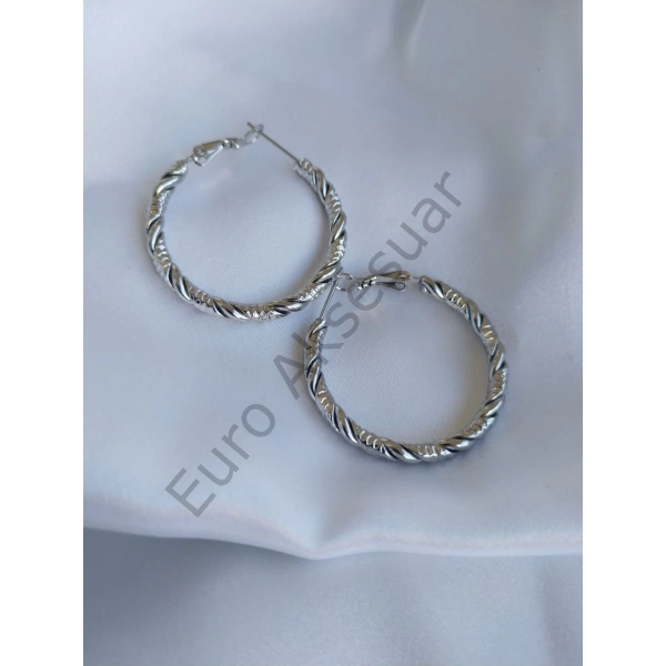 Silver Çelik Halka Küpe