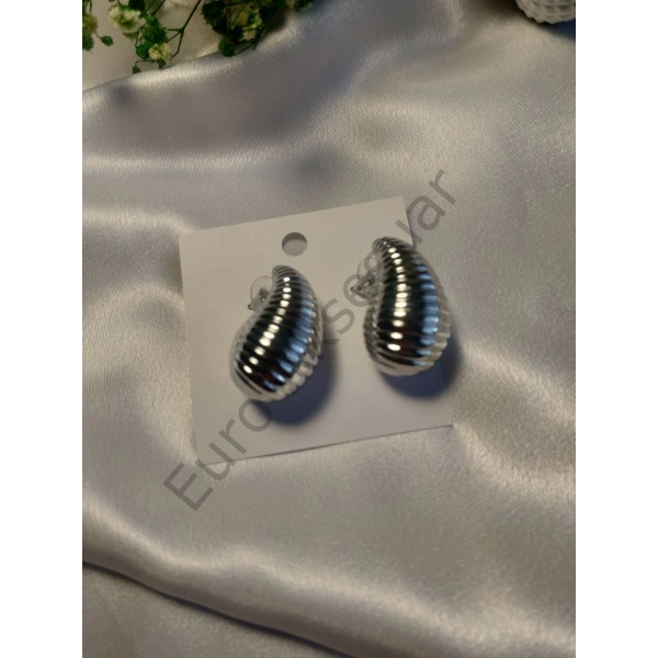 Silver Çizgi Detaylı Bubble Küpe