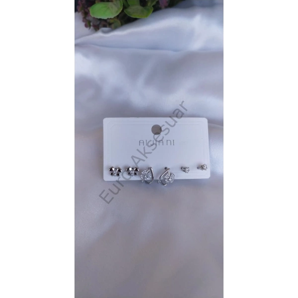 Sılver Çoklu Küpe 02