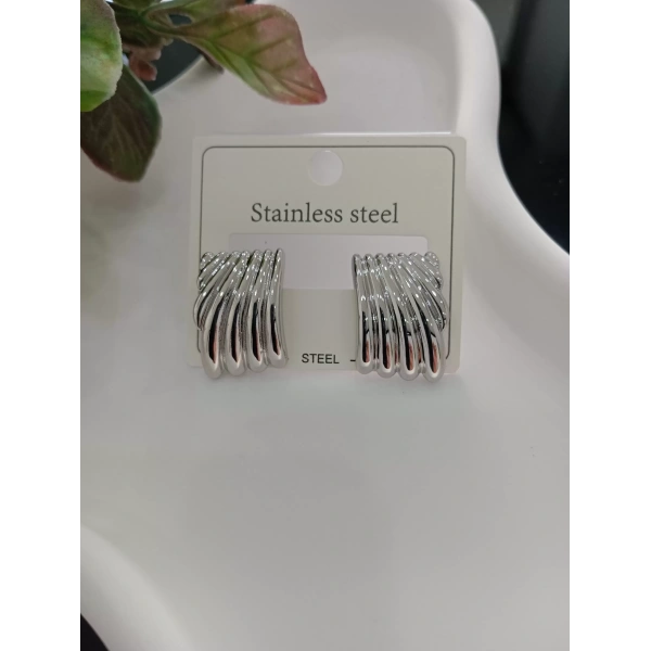 Silver Deniz Kabuğu Model Çelik Küpe