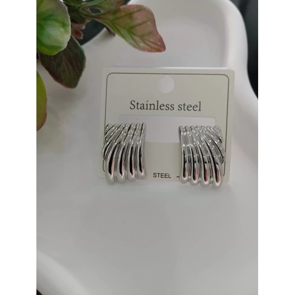 Silver Deniz Kabuğu Model Çelik Küpe