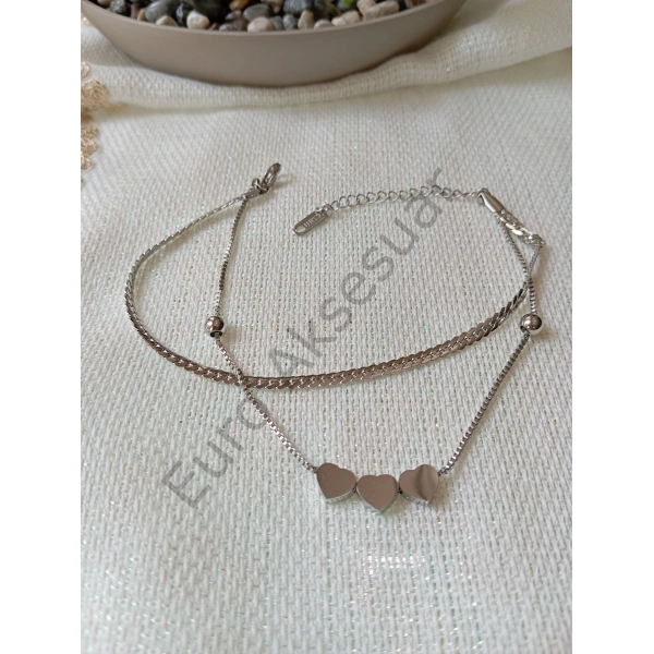 Silver Kalp Detaylı Halhal