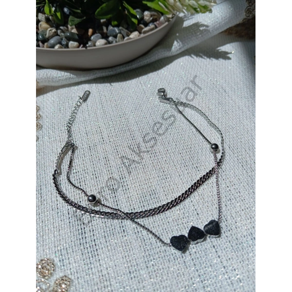 Silver Kalp Detaylı Halhal