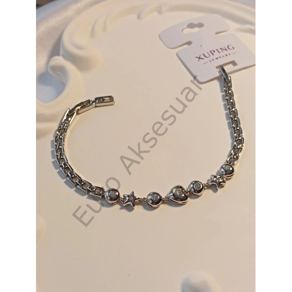 Silver Kalp ve Yıldız Detaylı Xuping Bileklik