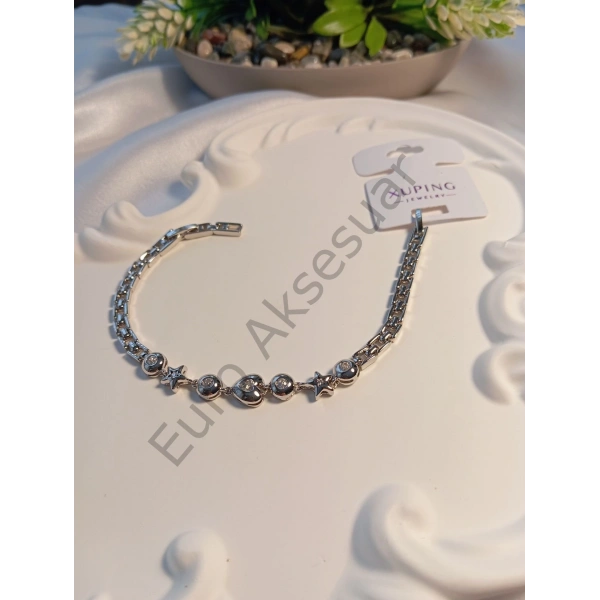 Silver Kalp ve Yıldız Detaylı Xuping Bileklik