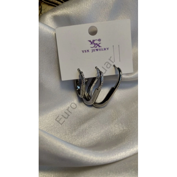 Sılver Kilit Figürlü Üçlü VIP Küpe