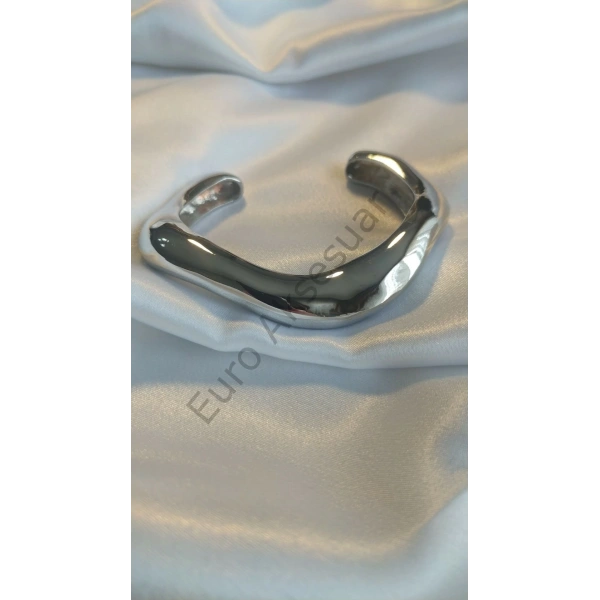 EURO AKSESUAR Sılver Kıvrımlı Kelepçe Bileklik