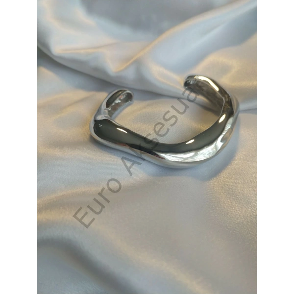 EURO AKSESUAR Sılver Kıvrımlı Kelepçe Bileklik