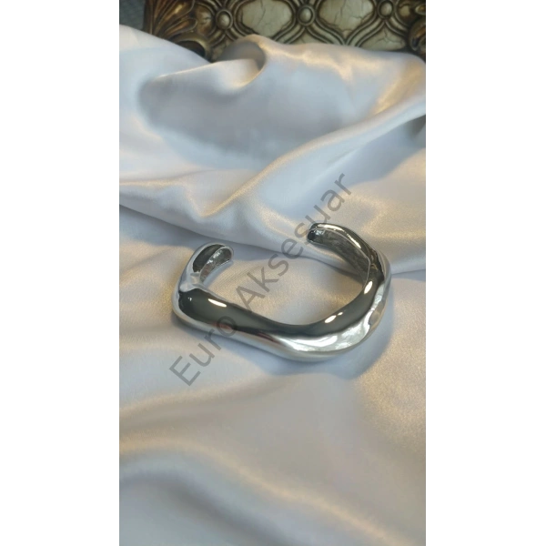 EURO AKSESUAR Sılver Kıvrımlı Kelepçe Bileklik