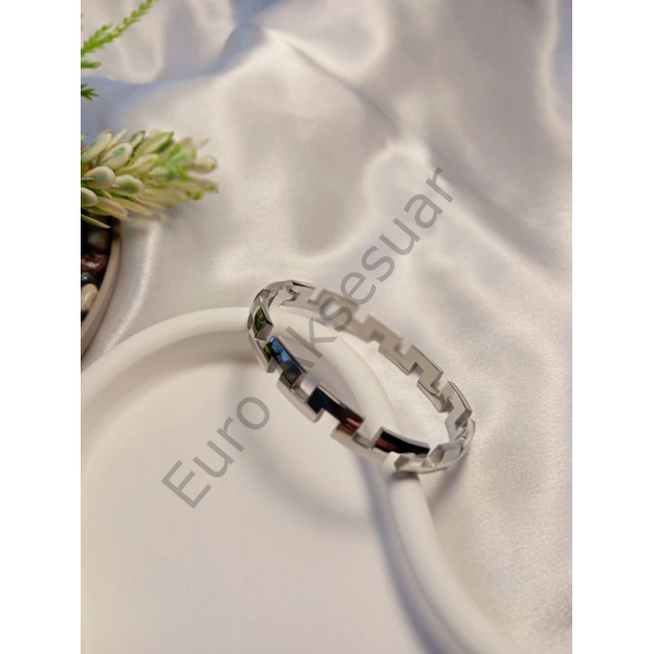 Silver Renk Zarif Çelik Kelepçe