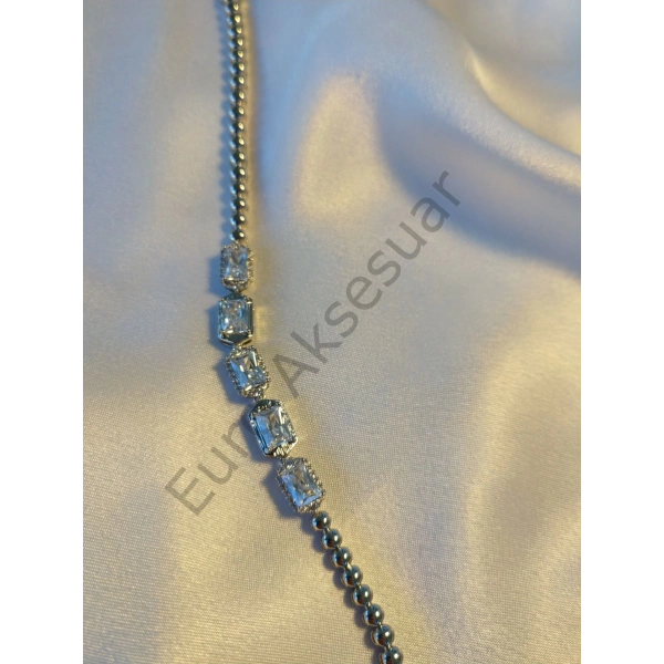 Silver Taş Detaylı Vip Bileklik