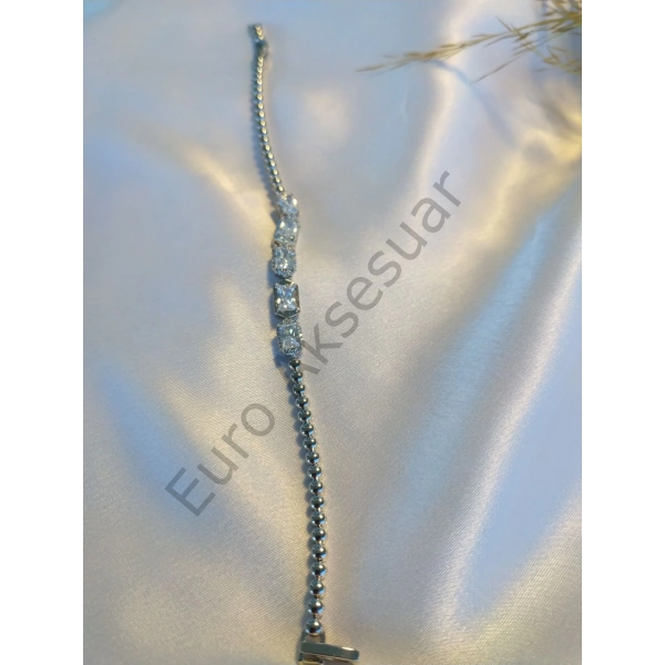 Silver Taş Detaylı Vip Bileklik