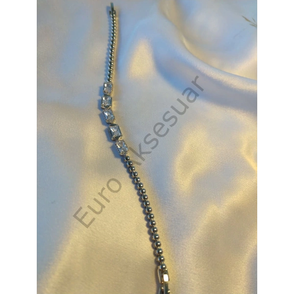 Silver Taş Detaylı Vip Bileklik