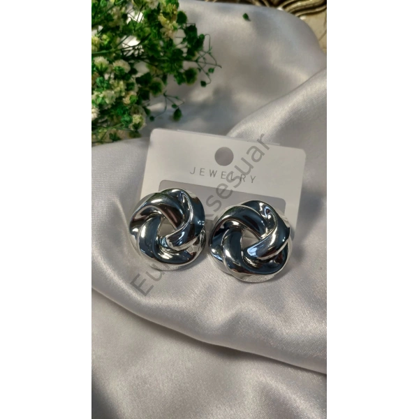 Silver Yuvarlak Bijuteri Küpe