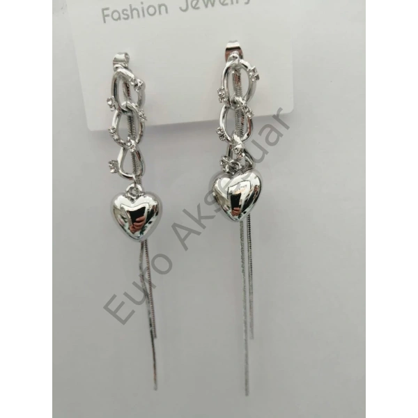 Sılver Zincir Detaylı VIP Küpe