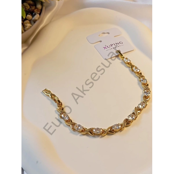 Sıralı Zirkon Taşlı Vip Bileklikl 14 K