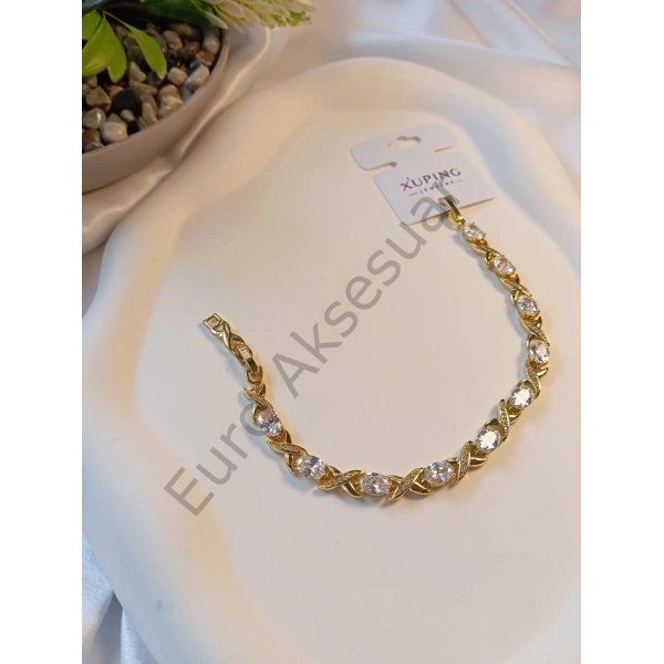 Sıralı Zirkon Taşlı Vip Bileklikl 14 K