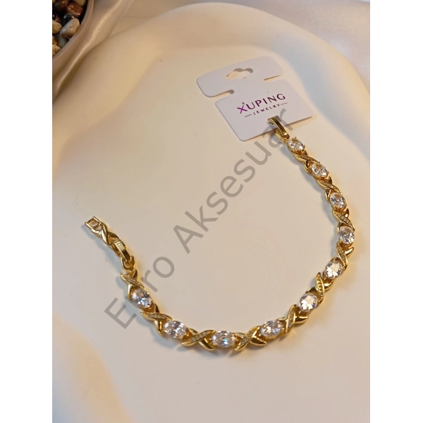 Sıralı Zirkon Taşlı Vip Bileklikl 14 K