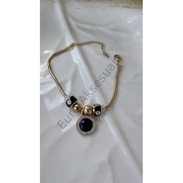 Siyah Boncuk Detaylı Pandora