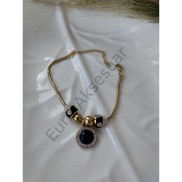 Siyah Boncuk Detaylı Pandora