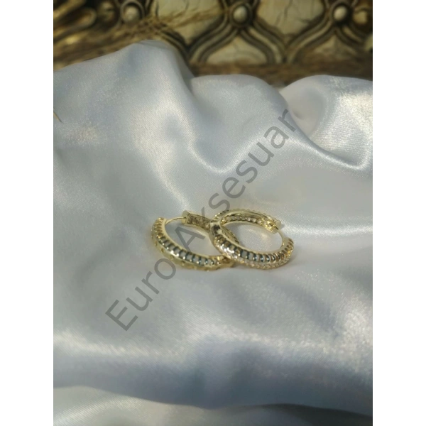 Taşlı Halka Detaylı VIP Küpe