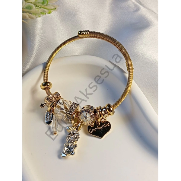 Tavşan Detaylı Charm Bileklik