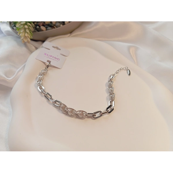 Topçuk Zincir Detaylı Xuping Jewelry Gümüş Renk Bileklik
