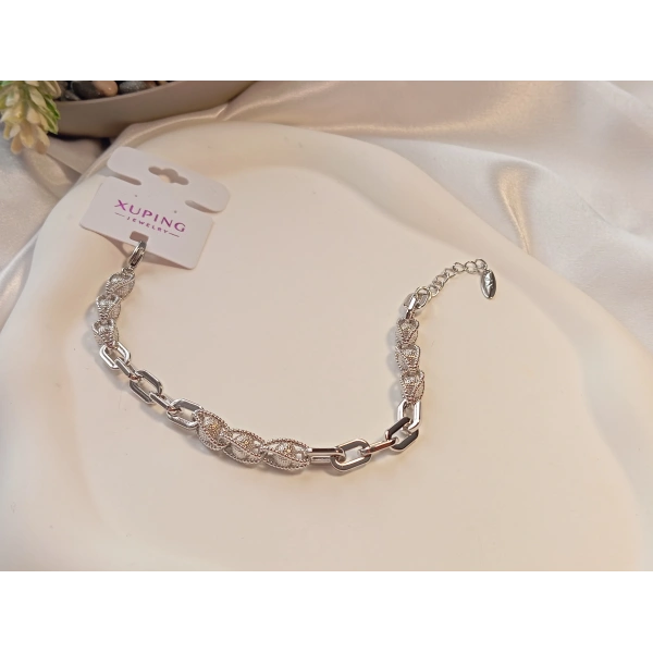 Topçuk Zincir Detaylı Xuping Jewelry Gümüş Renk Bileklik
