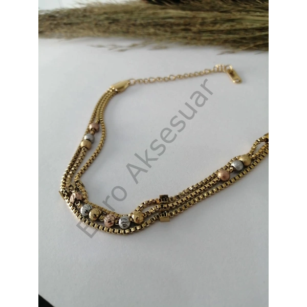 Üç Renk Dorikalı Çelik Bileklik