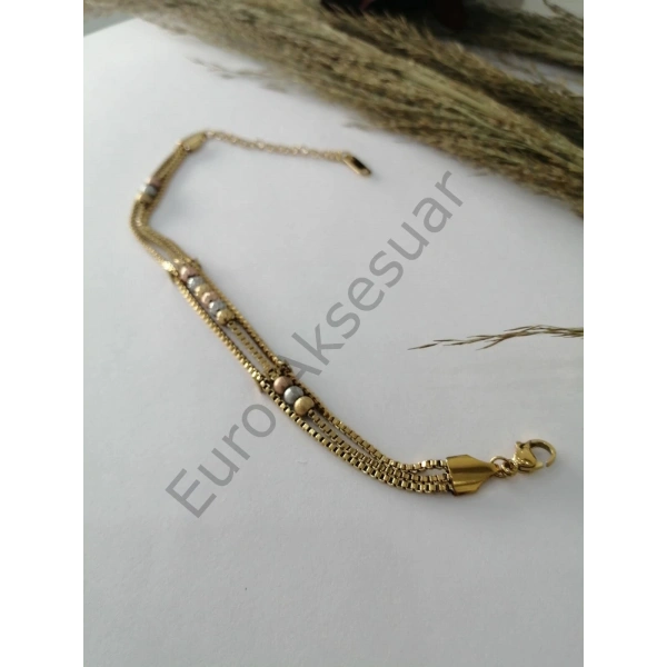 Üç Renk Dorikalı Çelik Bileklik