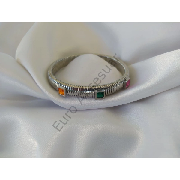 Üç Renk Taşlı Esnek Çelik Kelepçe