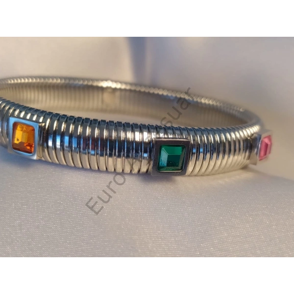 Üç Renk Taşlı Esnek Çelik Kelepçe