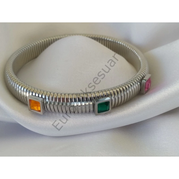 Üç Renk Taşlı Esnek Çelik Kelepçe