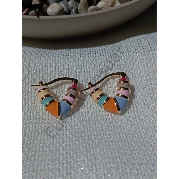 Üçgen Detaylı Vintage Küpe