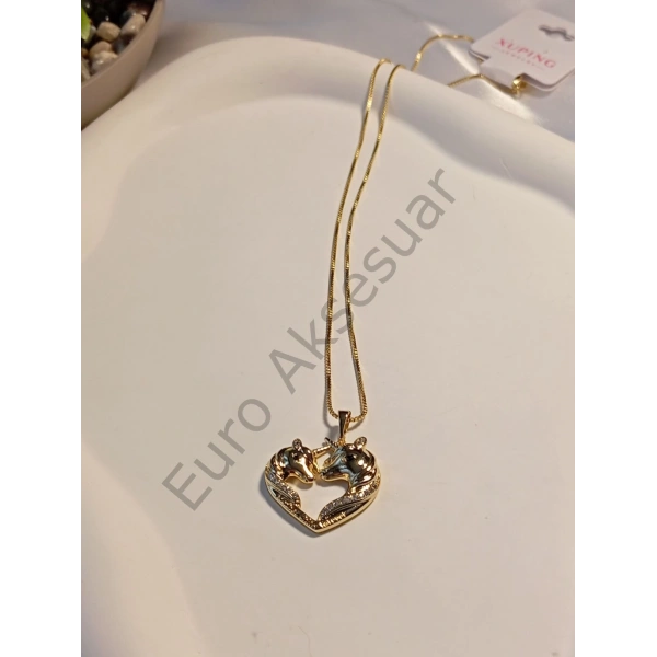 Unicorn Detaylı 14 K Xuping Kolye