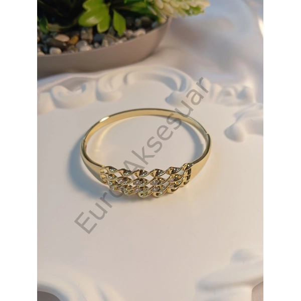 Vip Taş Detaylı Kelepçe Bileklik