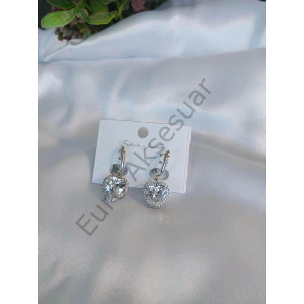 Vip Taşlı Kalp Küpe