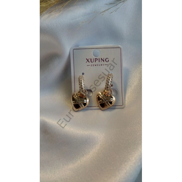 Xuping Kalp Detaylı Zirkon Taşlı Küpe
