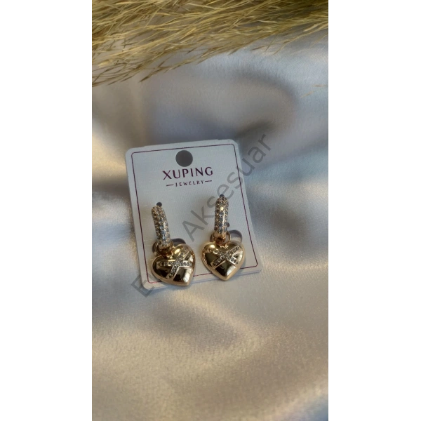 Xuping Kalp Detaylı Zirkon Taşlı Küpe