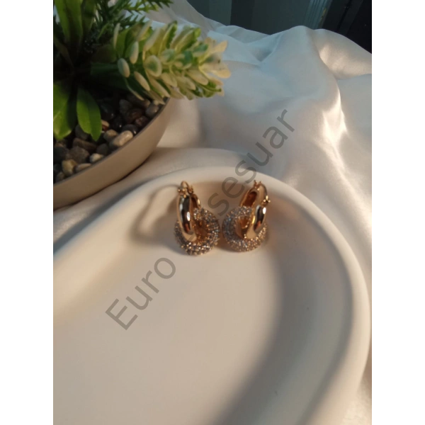 Xuping Taşlı Halka Detaylı Küpe