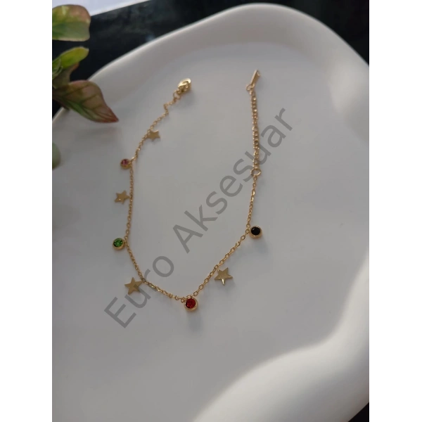 Yıldız Detaylı Çelik Halhal